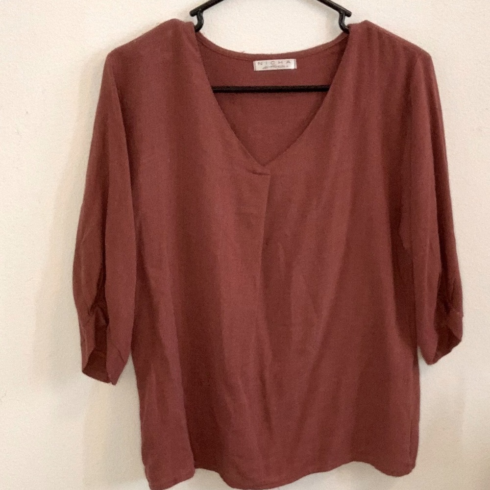 Burnt Orange 3/4 Sleeve Blouse